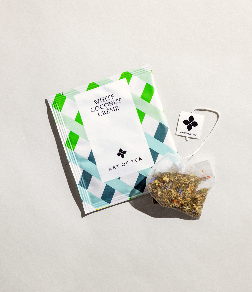 White Coconut Creme Eco Teabag Sachets Organic Packaged Teas 12 Teabag Box by Art of Tea