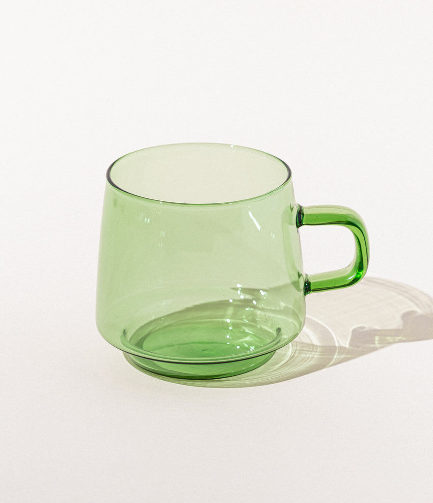 Colored Glass Tea Cup Green Cup & Tea Towel by Art of Tea