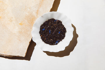 Art of Tea’s loose leaf Earl Grey Creme Tea placed in a decorative bowl