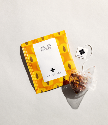 Apricot Escape Pyramid Teabags | Caffeine Free Apricot Teabags