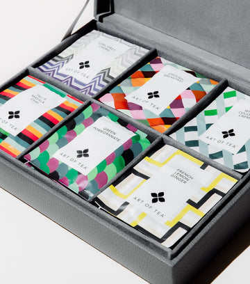 6-section gift box open with sachets – Art of Tea