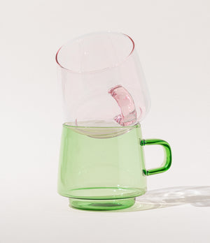 Colored Glass Tea Cup Green Cup & Tea Towel by Art of Tea